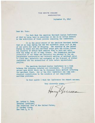 Harry Truman 1945 Typed Letter Signed As President - Great World War Ii Content