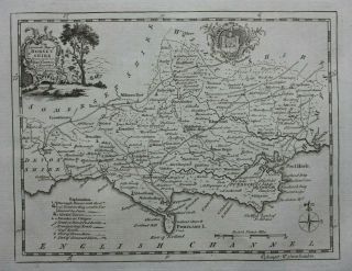 Dorsetshire,  Dorset Antique County Map,  Thomas Kitchin,  1786