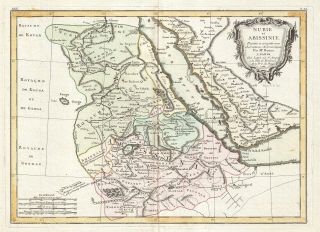 1771 Bonne Map Of Abyssinia (ethiopia),  Sudan And The Red Sea
