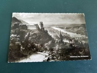 Vintage Heidelburg Bei Mondsheim Moonlight Over Castle Postcard