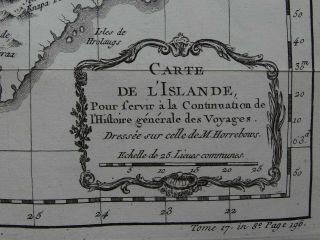 1759 BELLIN Atlas map ICELAND - Carte de L ' Islande M Horrebows - Islande 2