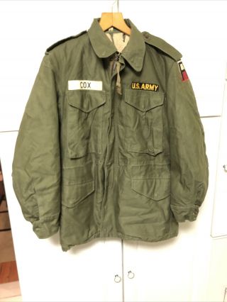 Vintage 50s M - 1951 Field Jacket Named Korean War Small Us Army With Org.  Liner