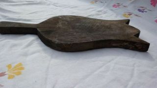 Antique Primitive Wooden Bread Cutting Board Plate/ Dark Patina Shape Of Tulip