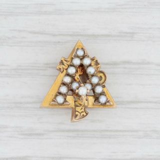 Alpha Gamma Delta Pin 14k Yellow Gold Pearls Vintage Greek Sorority Badge