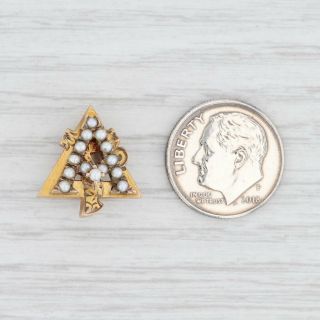 Alpha Gamma Delta Pin 14k Yellow Gold Pearls Vintage Greek Sorority Badge 4