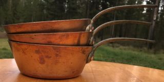 Vintage French Copper Sauce Pan 6 3/4  Diameter 2 3/4 " Height (set Of 3)