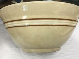 Antique 19th Century Stoneware Yellow Ware 12.  5” Bowl