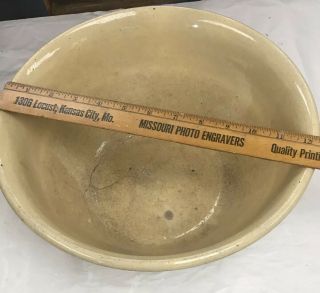 Antique 19th Century Stoneware Yellow Ware 12.  5” Bowl 3