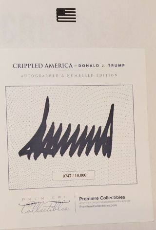 Crippled America Donald Trump Autographed Signed Limited Edition Hardcover Book 3