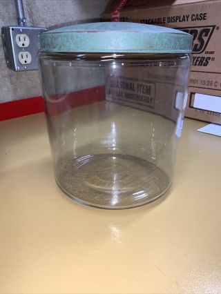 Primitive Apothecary Glass Jar With Tin Lid