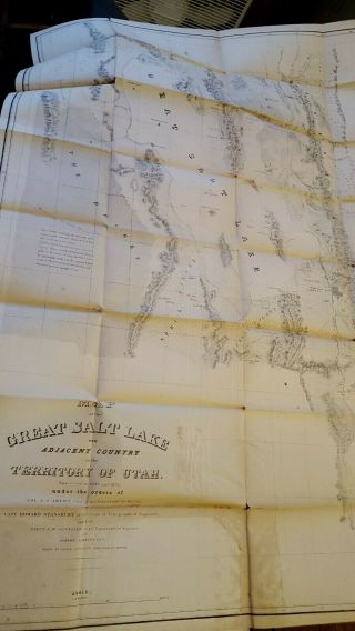 Rare Stansbury Atlas Map Of The Great Salt Lake Utah & Area From Leavenworth