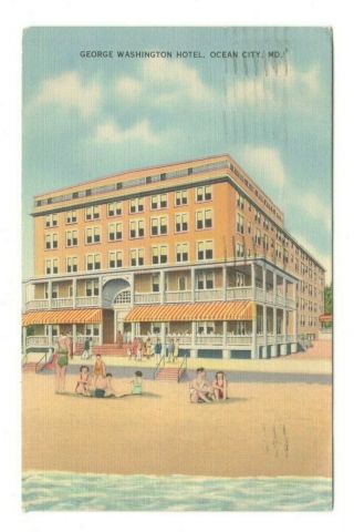 George Washington Hotel Ocean City Maryland Vintage Postcard Af198