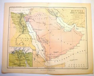 Antique Map Of Egypt Arabia W & A K Johnston 1880