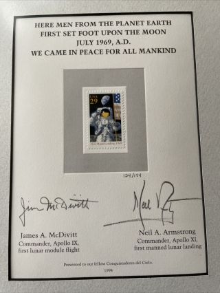 Framed Neil Armstrong and James McDivitt Autographs 2
