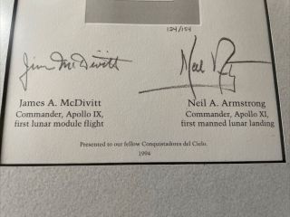 Framed Neil Armstrong and James McDivitt Autographs 4