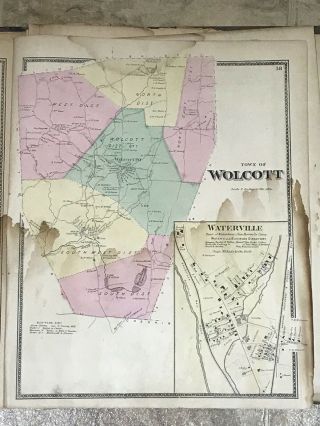 Wolcott Connecticut Antique Map Beers 1868 13”x16”