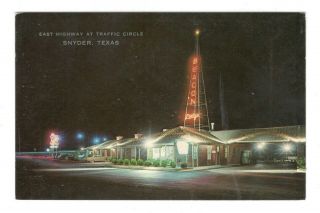Beacon Motor Lodge & Restaurant Snyder Texas Vintage Postcard A135