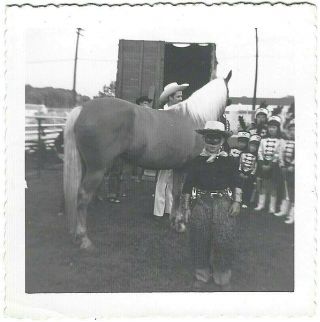 Lone Ranger Costume Boy Vintage 1953 Snapshot Boston Tv Boomtown Cowboy W/ Horse
