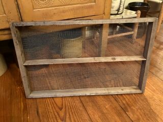 Antique Primitive Wood and Screen - Herb Drying Rack Drawer 16 x 26 3