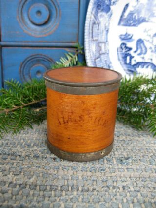 Early Antique Wood And Tin Spice Box Ca.  1860 Allspice