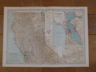 Antique Map Northern California 1903 Usa United States Of America San Francisco