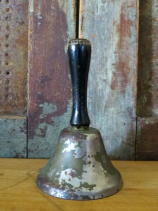 Old Brass W Wood Handle Teachers School Desk Bell Or Dinner Table Bell