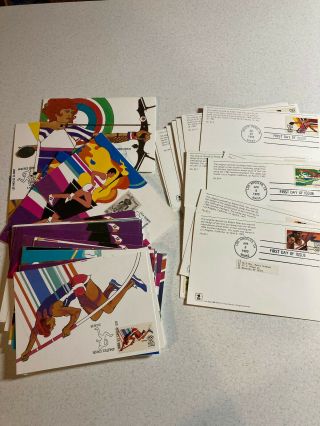 62 Vintage 1983 - 1984 Usps First Day Issue Post Cards Olympic Games