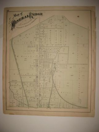 Antique 1874 Mineral Ridge Hubbard Weathersfield Trumbull County Ohio Hndclr Map