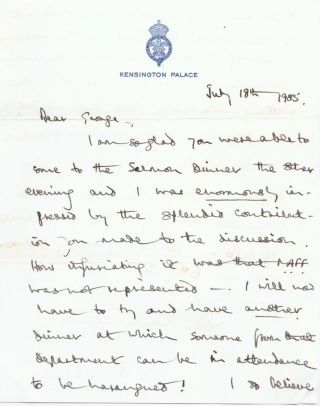 Letter And Envelope Prince Charles Of Wales To Marquess Of Lansdowne 1985