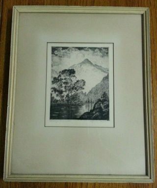 Vintage Lyman Byxbe Etching “silvery Colorado " Mountain Landscape Pencil Signed