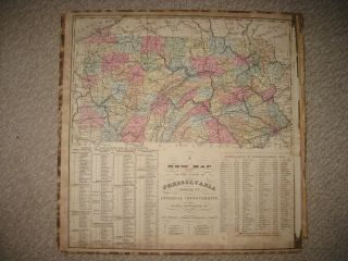 Antique 1864 Pennsylvania Handcolored Map Railroad Bucks Delaware County