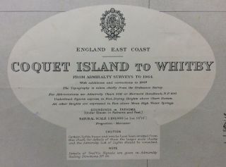 Admiralty Sea Chart.  Coquet Island To Whitby.  No.  1170.  England East Coast.  1968