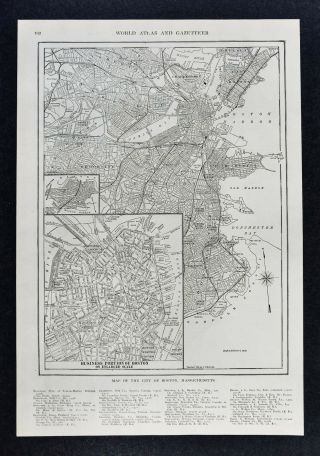 1917 Map - Boston City Plan - Commons Harvard Downtown Business Massachusetts Ma