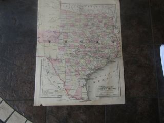 1877 Map Of Texas,  California,  Washington,  Oregon