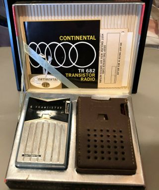 Vintage Continental Tr - 682 Trans Radio Rare Pristine Cond Orig Box & Papers
