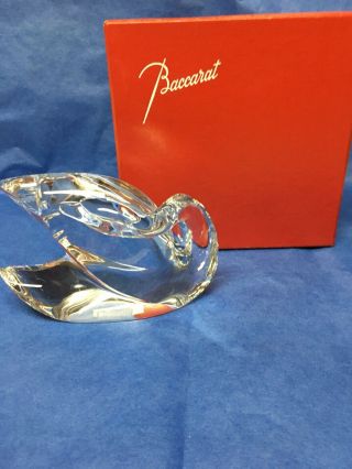 Vintage Signed Baccarat France Crystal Swan Bird Art Glass