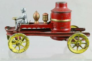 Ca1910 Pressed Steel Wind - Up Transitional Fire Engine Pumper Truck By Kingsbury