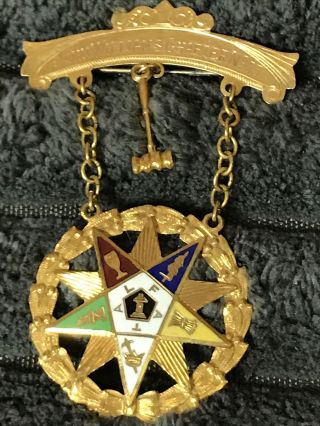 Vintage 10k Gold Masonic Order Of The Eastern Star Pin Pendant 6.  4 Grams