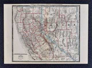 1886 Banker Attorney Map By Cram - Northern California Nevada San Francisco Ca