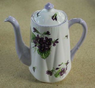 Vintage Shelley Fine Bone China England Violets Mini Coffee Pot 2 Cup 13821