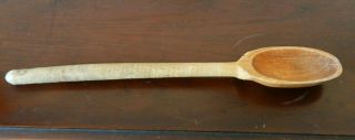 Vtg Antique 14 - 1/2 " Long Wooden Ladle Spoon Primitive Carved Folk Art Utensil