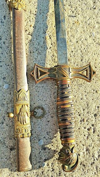 Antique Pettibone Mfg Co Knights Of Templar Ceremonial Sword & Scabbard Ornate