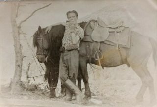 Vintage Photo Cowboy Handsome Guy Man Smokes Horse Gay Int