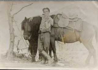 Vintage Photo Cowboy Handsome Guy man smokes horse Gay int 2