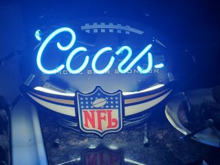 Rare Coors Light Nfl Neon Sign Beer Bar Mancave Vintage Pub 15x11 Htf