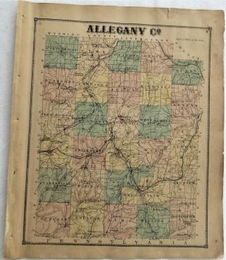 1869 Allegany County Ny Antique Atlas Map