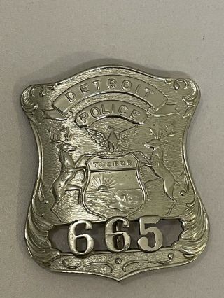 Vintage Obsolete Detroit Police Officer Badge Applied Numbers
