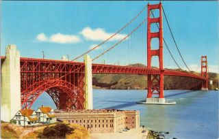 Vintage Chrome Postcard,  The Golden Gate Bridge,  San Francisco,  California