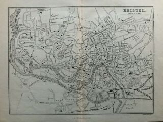 1890 Antique Map: Plan Of Bristol By John Bartholomew