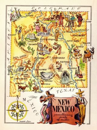 1940s Antique Animated Mexico State Map Antique Map Of Mexico 5438